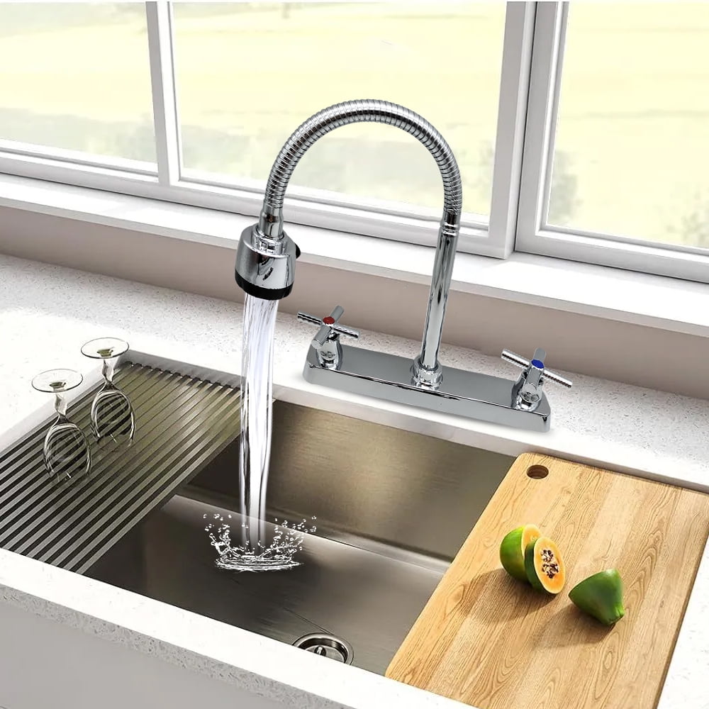 Kitchen Faucet,DFITO Brushed Nickel Kitchen Sink Faucet, 3 or 4 Hole RV Faucet for Kitchen Sink, Stainless Steel Touch Kitchen Faucet with Rotatable Faucet