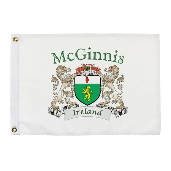 McGinnis Irish Coat of Arms Small White Flag - 16"x10.5" inches