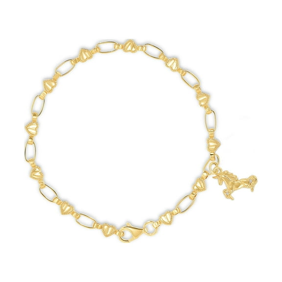 Kristen Kesho Sterling Silver, 18 Karat Gold-plated Unicorn Charm Bracelet for Kids 6"