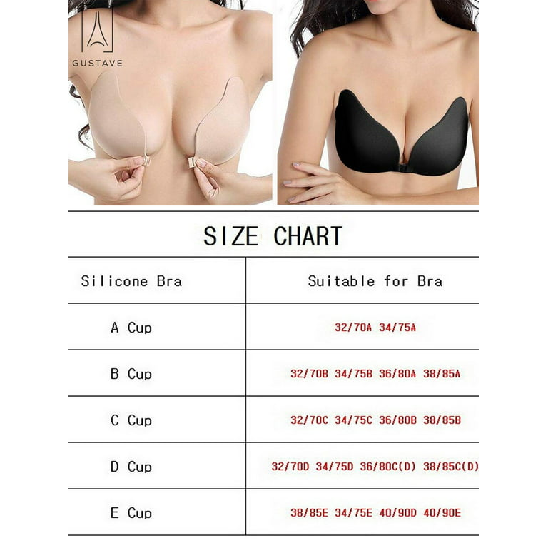 Gustavedesign Self Adhesive Bra Strapless Sticky Invisible Push up Silicone  Bra for Backless Dress with Drawstring Suit B Cup,Skin 