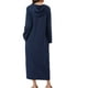 thumbnail image 3 of INSPIRE CHIC Bata de Noche con Cremallera para Mujeres, Bata Larga de Manga Larga con Capucha, Ropa de Casa con Bolsillos, S Azul Marino, 3 of 6
