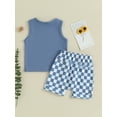 thumbnail image 6 of Suealasg Toddler Baby Boy 2Pcs Summer Clothes 6M 1T 2T 3T Kids Boy Hawaiian Beach Casual Shorts Sets Sleeveless Tank Tops+ Checkerboard Print Shorts, 6 of 9