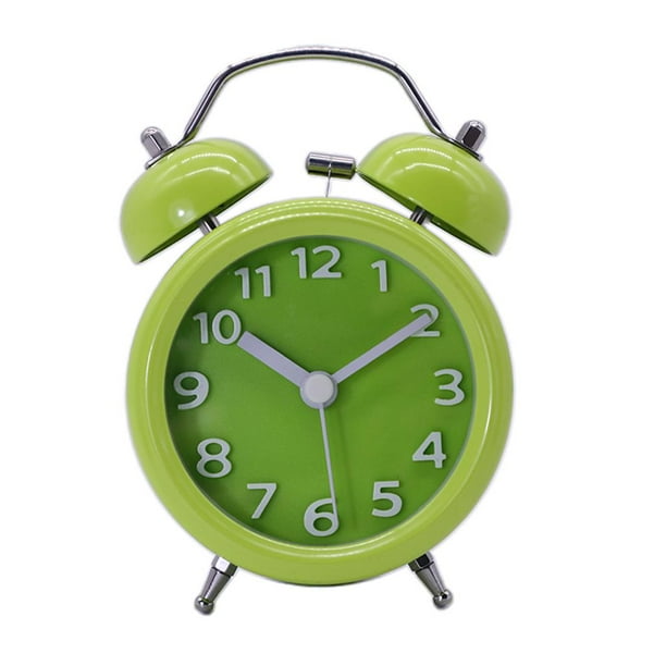 Bell Despertadores Silencioso Movimiento de Sin Tictac Barrido Analógico Despertador Mecánico Despertador Mecánico con Luz de Fondo Verde Salvador Twin Bell Alarm Clock