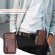 thumbnail image 3 of Bolsa Riñonera de piel de vaca para hombre, informal, pequeña, con cremallera para teléfono (marrón) JShteea Para Estrenar, 3 of 9