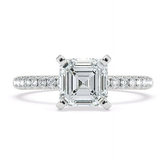 Oryn Jewel 1.7 Ct Asscher Cut Lab Created Diamond Ring - 14K White Gold Over Engagement Wedding Diamond Rings for Women's - Elegant Proposal Anniversary Ring for Her Special Jewelry Gifts