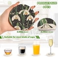 thumbnail image 3 of Haosy Set of 6 Drink Woven Coaster with Holder Heat Resistant Non-Slip Bar Coasters 4 Inches Green Snowdrop Flowers, 3 of 7