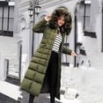 thumbnail image 5 of Women's Long Hooded Puffer Coat, Belted Waist Winter Jacket with Faux Fur Trim, Quilted Parka, Warm Down Alternative Coat, Casual Outerwear Green L, 5 of 8