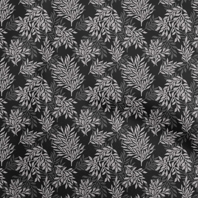 oneOone Rayon Black Fabric Boho Decorative Leaf Sewing Craft Projects Fabric Prints By Yard 56 Inch Wide