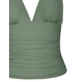 thumbnail image 4 of Hilor Women's Plunging V Neck Halter Swim Tops Shirred Tankini Top, 4 of 4