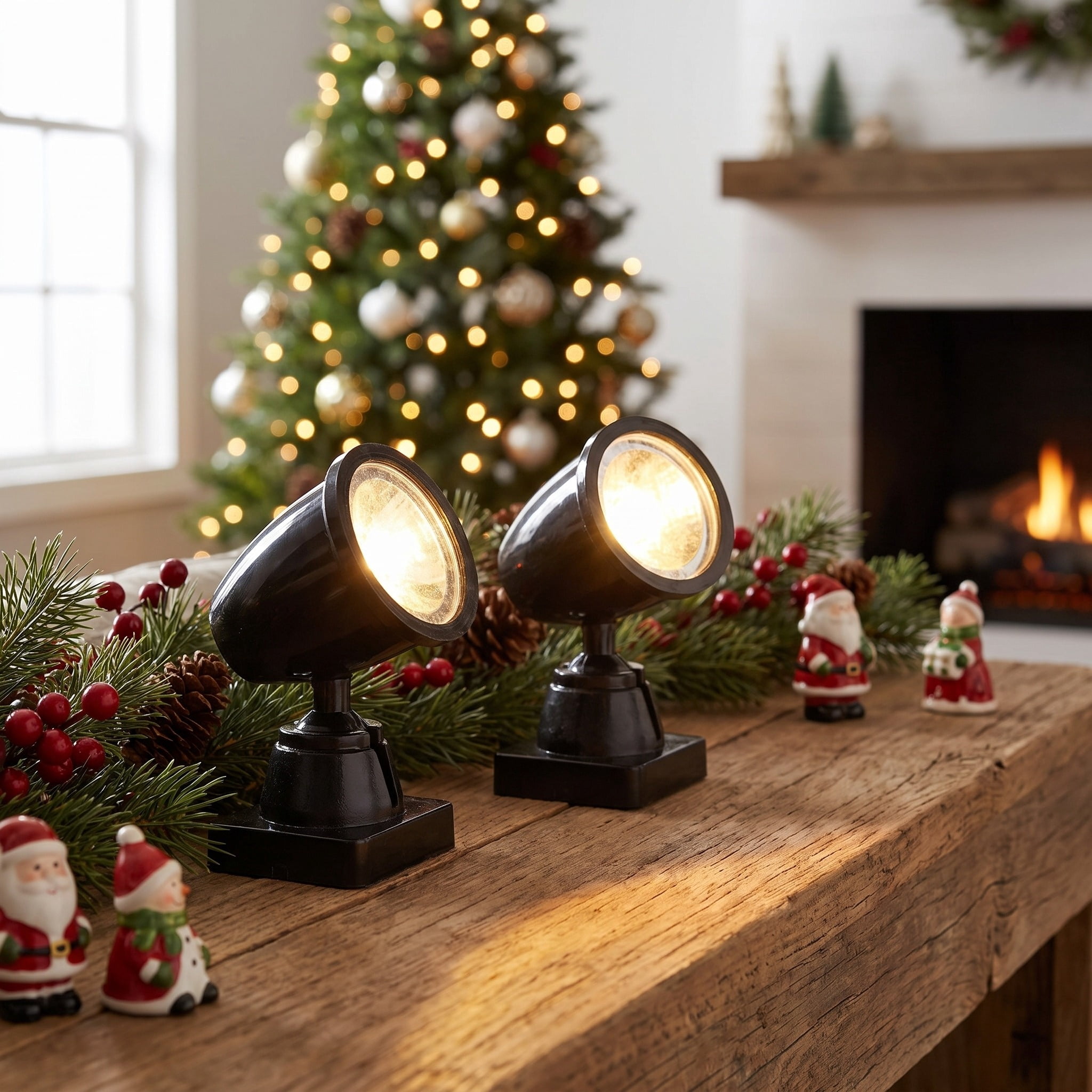 Light-Up LED Battery-Operated Christmas Village Spotlights, 2 Count, by Holiday Time