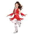 thumbnail image 4 of Aiihoo Kids Girls Tassel Jazz Dance Outfits Fringe Sequin Tops Skirt with Built-in Shorts And Oversleeves Western Cowgirl Wear Red 10, 4 of 7