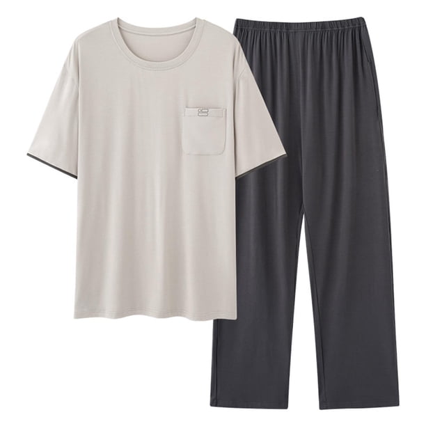 Ceisia Men's Plus Size Loose Fit Modal Cotton Crew Neck T-Shirt & Long Pants Set - Breathable Soft Casual Two-Piece Loungewear Gifts