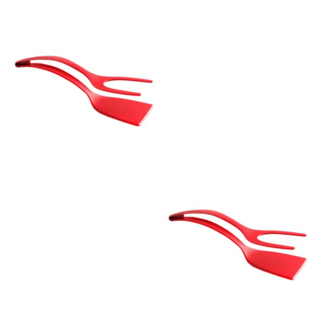 kurtrusly Comfortable Handle Tongs For Convenient Flipping Multi-functional Nylon Double Sided Spatula Turner Easy red 2Set