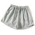 thumbnail image 3 of MRULIC shorts for women Women Casual Summer Workout Yoga Athletic Sports Hiking Drawstring Shorts With Pockets Grey + XL, 3 of 6