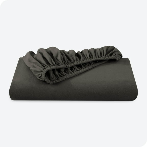 Bare Home Flannel Fitted Sheet, 100% Cotton, Heavyweight, Deep Pocket, Full XL, Gray