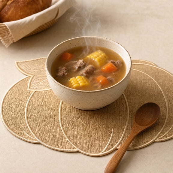 Halloween Pumpkin Placemat, Embroidered Polyester Thermal Insulation Mat, European-Style Western Table Mat in Brown, Gray or Khaki