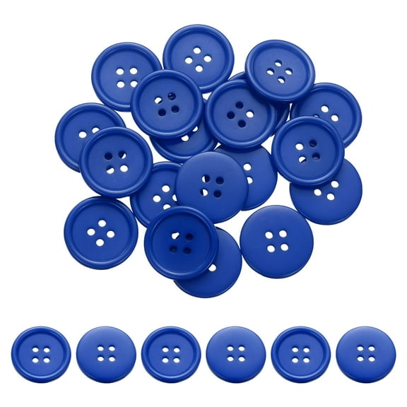Uxcell 50Pcs 40L 4-Hole Resin Sewing Buttons for Crafts, 25mm 1" Round Clothing Fastener Round Resin Buttons for DIY Sewing Clothes Fabric Pants Dress Skirt Crafts Replacement, Blue