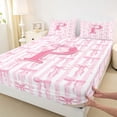 thumbnail image 5 of Meiyoeat Sweet Bow Letter P Full Size Sheets 4-Piece for Girls Toddlers, Lovely Stripe Bed Sheets, Light Pink White, 5 of 6
