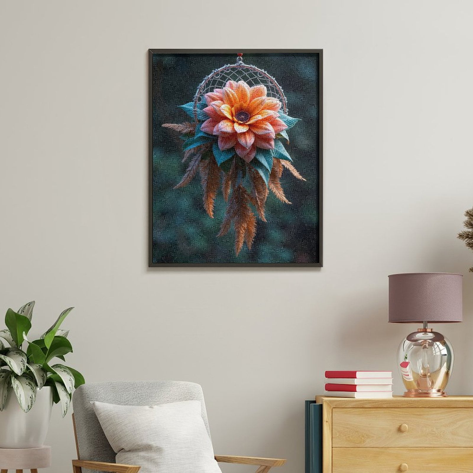 Paint By Numbers Kit for Adults Beginner - DIY Floral Dreamcatcher Art Display Canvas Painting Kits for Adults, Frameless Paint By Number for Adults for Home Wall Decor 16x20 Inch