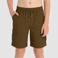 thumbnail image 2 of Gubotare Boys Summer Plaid Shorts Boys Lounge Shorts Soft Pull-On Gym School Sleep & Active Sports Shorts for Kids 14T 15T (Brown,14-15 Years), 2 of 8