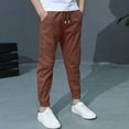 thumbnail image 3 of Fmbrln Boys Linen Pants Drawstring Elastic Waist Joggers Pants Casual Loose Solid Color Trousers for Kids 4-10Y, 3 of 5