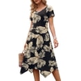thumbnail image 4 of Fantaslook Short Sleeve Dresses for Women Floral Asymmetrical Hem Dress Summer Sundresses with Pockets, 4 of 9