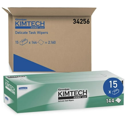 Kimtech 34256 Clean Room Wipes: Dry Pop-Up, 16.4 x 4.1" Sheet, White