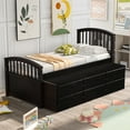 thumbnail image 2 of Royard Oaktree Twin Size Platform Bed with 6 Drawers Solid Wood Storage Bed Frame with Headboard and Footboard, No Box Spring Needed, Espresso, 2 of 7