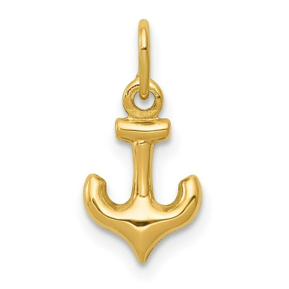 Diamond2Deal 14k Yellow Gold Anchor Charm Pendant for Men (L- 0.63 inch, W- 0.32 inch)