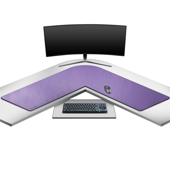 Tapete de escritorio Mydours en forma de L 115 x 115 x 40 cm, cuero PU, morado