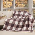 thumbnail image 1 of Sherpa Blanket Fleece Throw Blanket Twin Plaid Thick Bed Blanket Soft Warm Cozy Brown Checkered Throw Blanket * 50"x60", 1 of 7