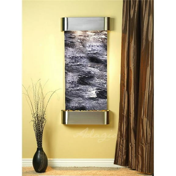 Adagio CSR2007 Cascade Springs Round Stainless Steel Black Spider Marble Wall Fountain