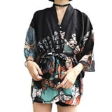 HAORUN Women Japanese Floral Loose Kimono Coat Cardigan Yukata Casual ...