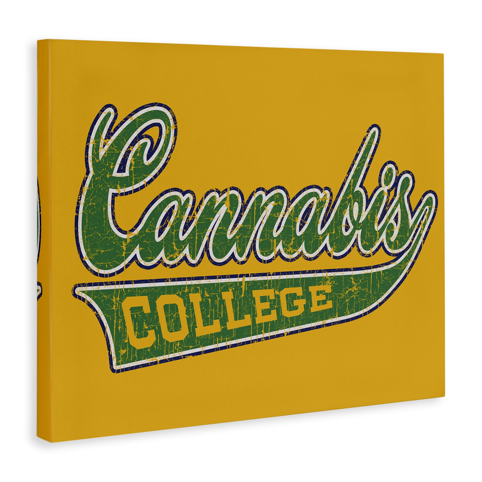 Stupell Industries Cannabis College Varsity Novelty & Humor Painting Wrapped Canvas Art Print Wall Art, 48 x 36