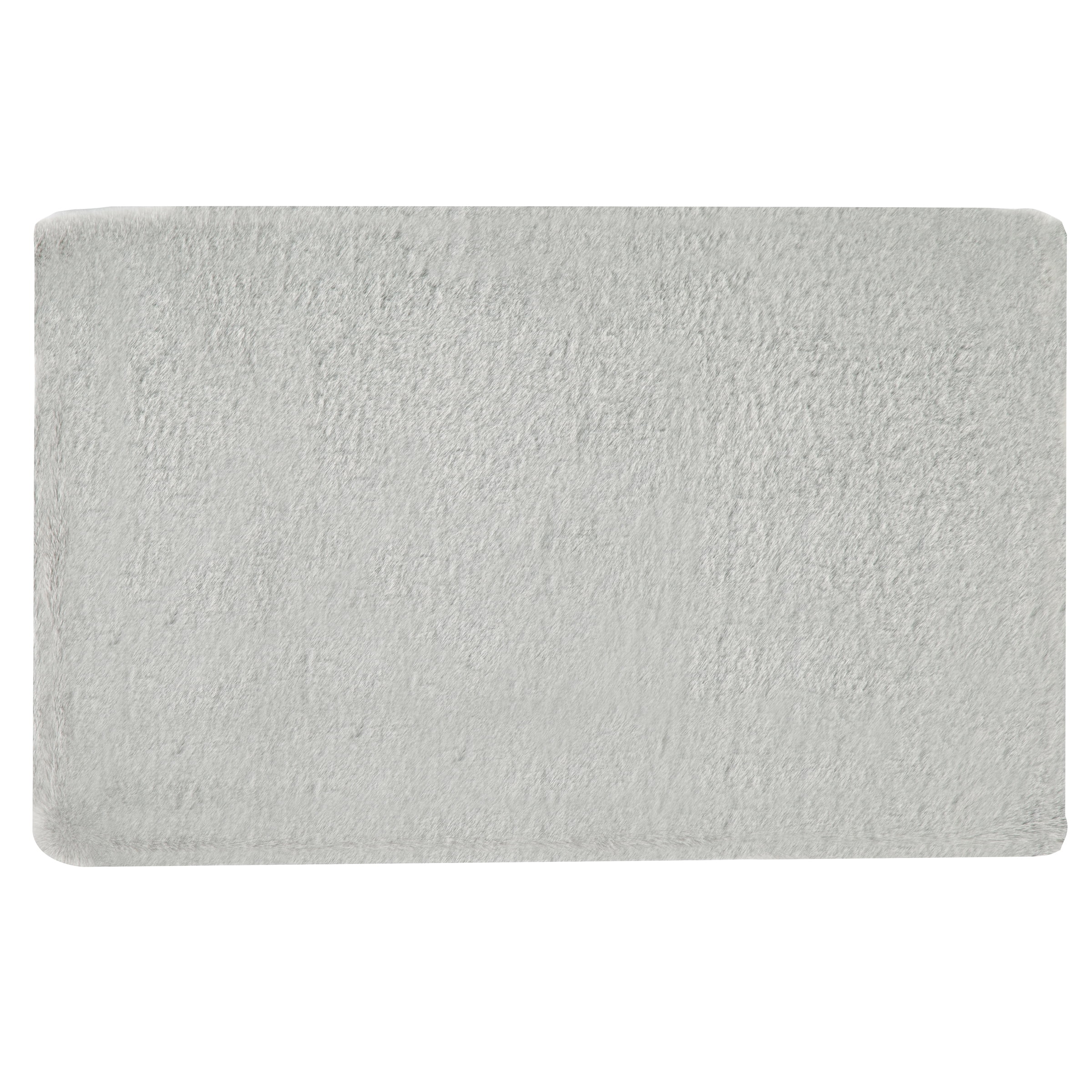 Home-Complete 21x34 Small Faux Fur Bath Mat for Hallway or Kitchen, Machine Washable Nonslip Rug, (Silver)