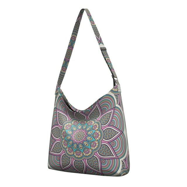 Artistic Spiritual Mandala Crossbody Bag Minimalist Design Travel & Work Handbag