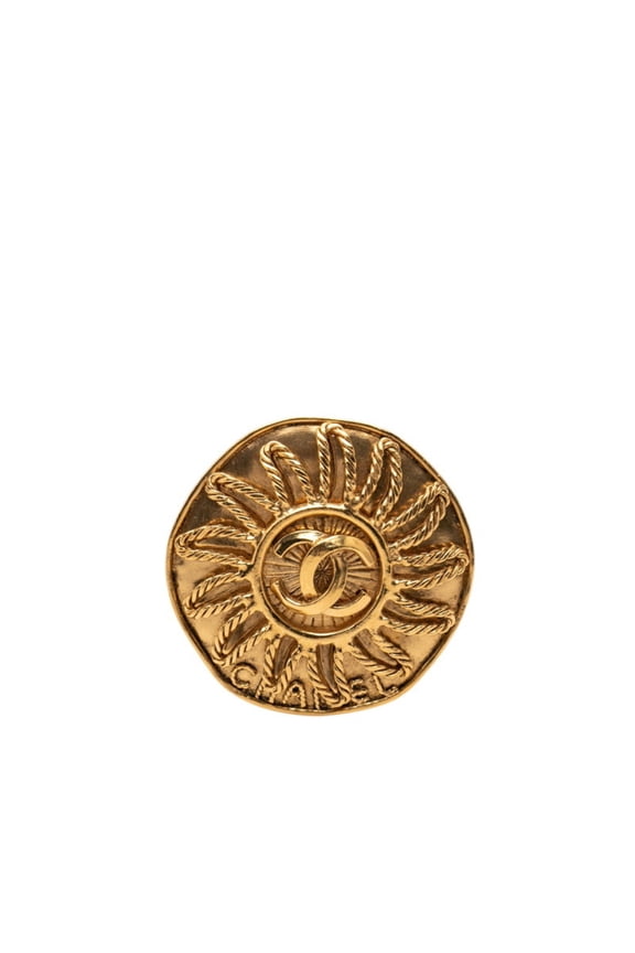 Pre-Owned Chanel Coco Mark Logo Sun Vintage Brooch Gold Plated Women's CHANEL