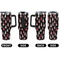 thumbnail image 3 of 40 Oz Tumbler with Handle And Straw Pink Christmas Trees Vacuum Insulated Travel Mug Black Blackboard Cup Coffee Mug for Holiday Birthday Party, 3 of 6