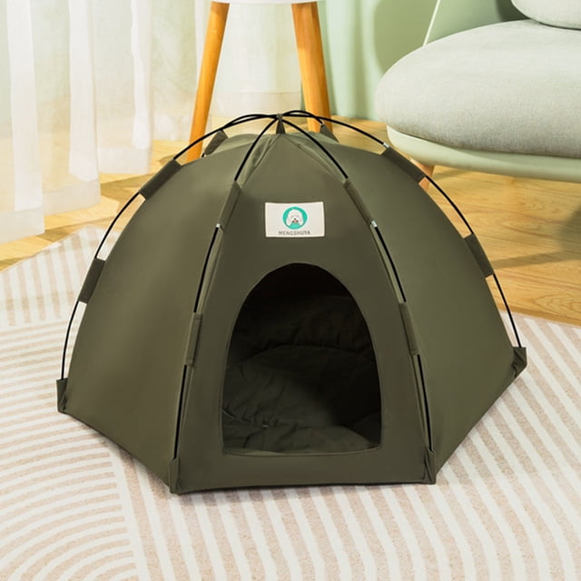 Tienda de campaña para gatos, perrera transpirable para perros y gatos, casa para perros, suministros para mascotas (verde militar M)