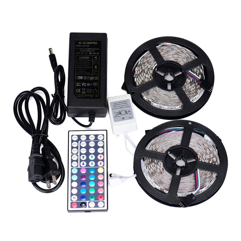 10M 5050 RGB LED Strip Light 12v Power Supply Adapter 44Key IR Remote Controller 