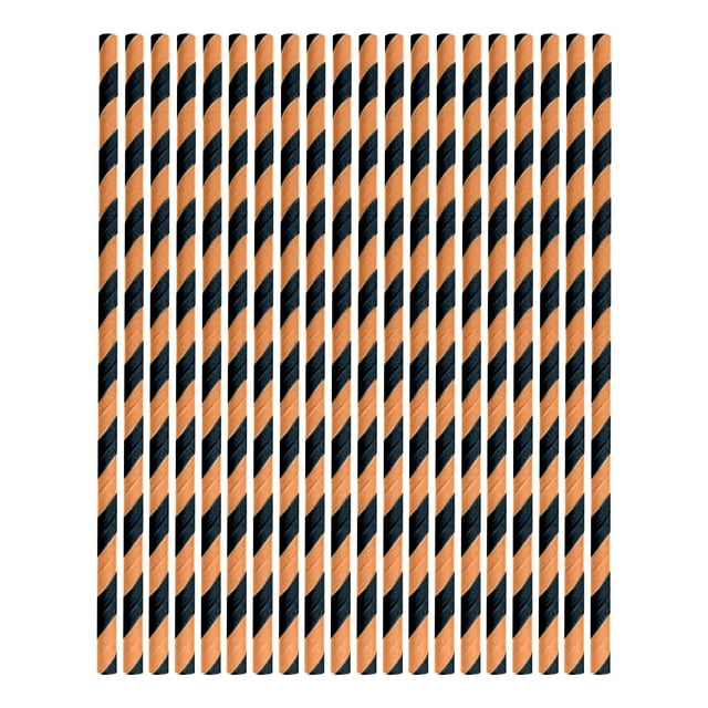 Fankiway 100pcs Neon Paper Straws 6mm Rigid Striped Drinking Straws for Desserts Drinks Parties Reusable Eco Friendly 20cm Long Multicolor Straws for Milkshakes Juices Cold Hot Beverages