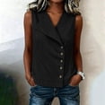 thumbnail image 5 of Pounoo Vests for Women Asymmetric Lapel Collar Button Front Sleeveless Tops for Women Loose Fit Office Linen Tops for Women, 5 of 7