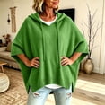 thumbnail image 2 of Tops for Women, Pullover Sweaters for Women Hooded Side Slit Ribbed 3/4 Sleeve Sweaters, Drawstring, Batwing Sleeve, Soft and Comfort Fabric, Drop Shoulder, 2 of 4