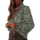thumbnail image 2 of Camisa de Mujer con Botones, Larga, Cuello en V, Blusa de Trabajo, Blusa Elegante Informal con Estampado Floral Flor Verde L, 2 of 8