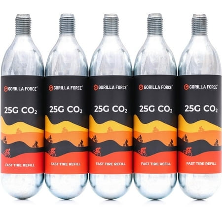 Gorilla Force 25g CO2 Cartridges - Threaded | Box of 5 | for Bike Tire Inflators