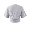 thumbnail image 5 of GZWYHT Crop Summer Tops Batwing Short Sleeve Ruched Waist Slim Fitted Basic Tees Going Out T Shirts Fashion Workout Summer Clothes Gray S, 5 of 7