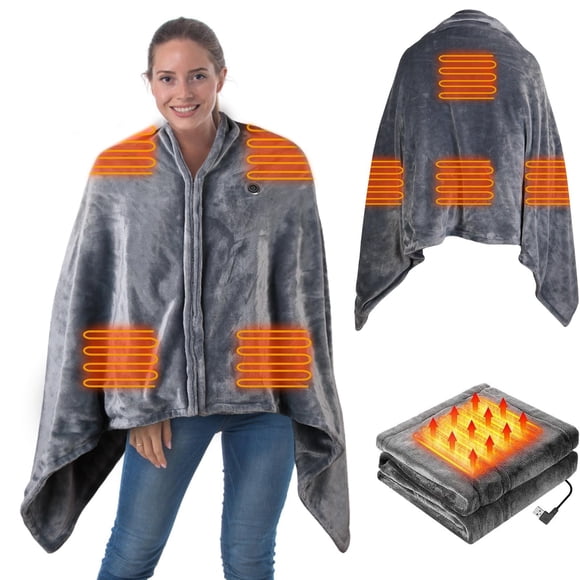 Manta térmica USB KOCASO Electric Poncho 3, ajuste de calefacción