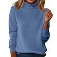 thumbnail image 2 of WHEANG Long Sleeve Shirts For Women Turtleneck Long Sleeve Knitted Pullover Wool Blend Warm Cozy Ribbed Cuffs Casual Winter Top 1Pc Blue S-3Xl, 2 of 5