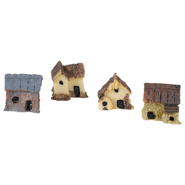 4 piezas miniatura hadas jardín casas de piedra Mini casa de campo miniaturas accesorios de decoración Kit de decoración de jardinería GeweYeeli JJ17136-00