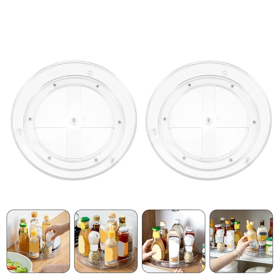 OULII 2Pcs Household Transparent Makeup Holder Tray with Metal Base for Desktop and Countertop Use
